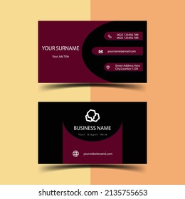 
Geometric Shape Business Card Design Template With Black  Purple Color Background