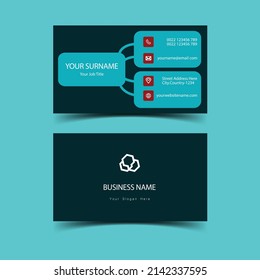 
Geometric Shape Business Card Design Template with Blue  Sky Color Background