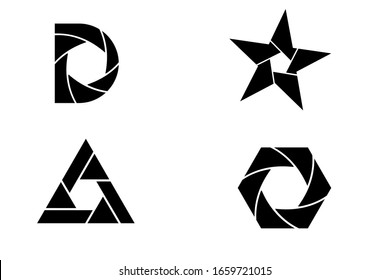 Geometric shape camera apertures for photography logos