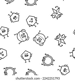 geometric shape character vector seamless pattern thin line illustration