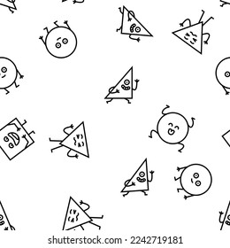 geometric shape character vector seamless pattern thin line illustration