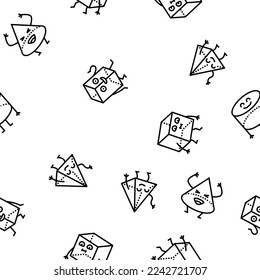 geometric shape character vector seamless pattern thin line illustration