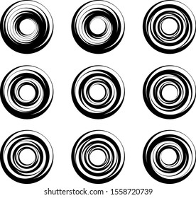 Geometric Shape Circle, Pinwheel Line Art Drawing