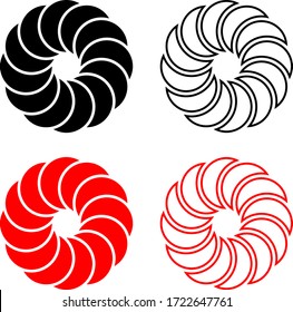 Geometric Shape Circle, Pinwheel Line Art Drawing Vector Art Illustration