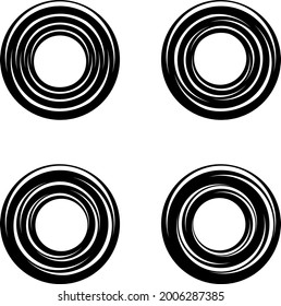 Geometric Shape Circle, Pinwheel Line Art Drawing