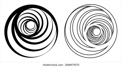 Geometric Shape Circle, Pinwheel Line Art Drawing Design Vector Art Illustration
