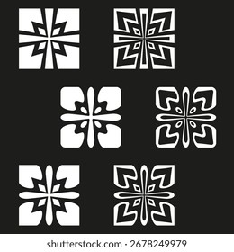 Colección de forma geométrica. Símbolos negros Abstractas. Adornos de línea monocromáticos. Conjunto de fondo de Vector. EPS 10.