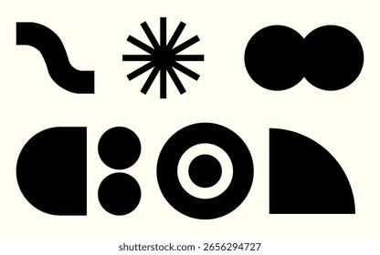 Colección de forma geométrica. Elementos de Vector Abstractas, retro, técnicos, Bauhaus. elemento de diseño de forma retro y2k