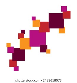 Forma geométrica compuesta de cuadrados de diferentes tamaños. Elemento decorativo para proyectos de diseño publicitario, logo, póster, espacios en blanco y diseño. Conjunto de tonos italiano Ciruela.