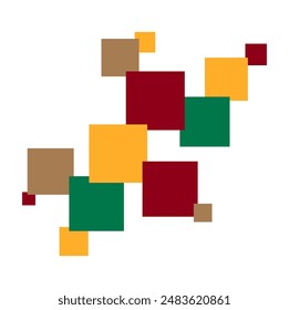 Geometric shape composed of squares of varying sizes. Decorative element for advertising layout, logo, poster, blank and design projects. Set of shades Scarlet Smile.