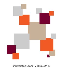 Geometric shape composed of squares of varying sizes. Decorative element for advertising layout, logo, poster, blank and design projects. Set of shades Moonstruck.