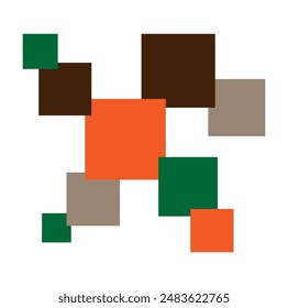 Geometric shape composed of squares of varying sizes. Decorative element for advertising layout, logo, poster, blank and design projects. Set of shades Aventurine.