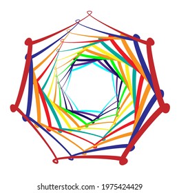 Geometric shape, design element with inward rotation. Swirl, spiral, twist, and whirl effect mandala, motif. Abstract circular element
