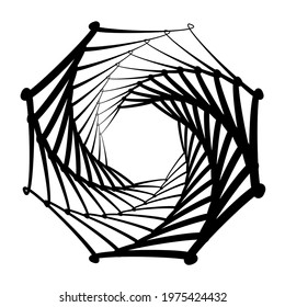 Geometric shape, design element with inward rotation. Swirl, spiral, twist, and whirl effect mandala, motif. Abstract circular element