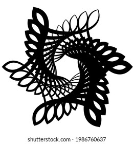 Geometric shape, design element with inward rotation. Swirl, spiral, twist, and whirl effect mandala, motif. Abstract circular element