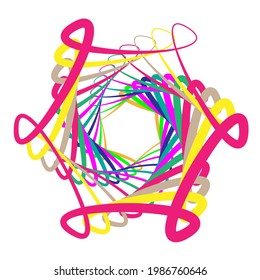 Geometric shape, design element with inward rotation. Swirl, spiral, twist, and whirl effect mandala, motif. Abstract circular element