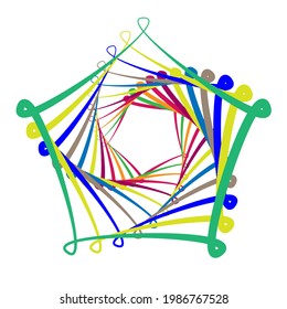 Geometric shape, design element with inward rotation. Swirl, spiral, twist, and whirl effect mandala, motif. Abstract circular element