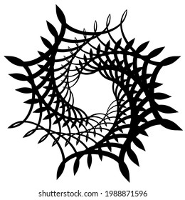 Geometric shape, design element with inward rotation. Swirl, spiral, twist, and whirl effect mandala, motif. Abstract circular element