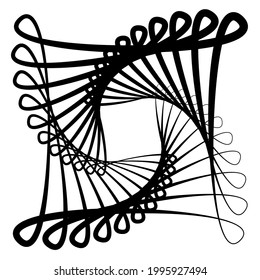 Geometric shape, design element with inward rotation. Swirl, spiral, twist, and whirl effect mandala, motif. Abstract circular element