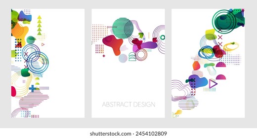 Geometric shape design. Vector illustration with abstract colorful decoration elements. Flyers collection.