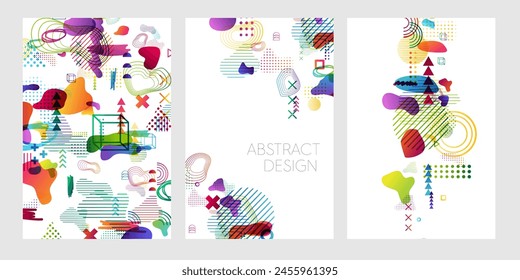 Geometric shape design. Vector illustration with abstract colorful decoration elements. Vertical posters collection.