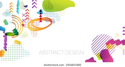 Geometric shape design. Vector illustration with abstract colorful decoration elements. Horizontal banner.
