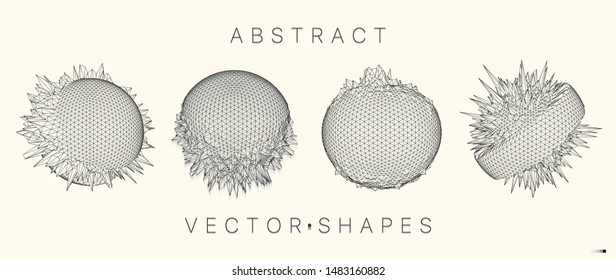 Geometric shape for design. Wireframe illustration. Molecular grid. 3d technology style. Vector illustration. Futuristic connection structure for chemistry and science.