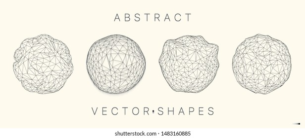 Geometric shape for design. Wireframe illustration. Molecular grid. 3d technology style. Vector illustration. Futuristic connection structure for chemistry and science.