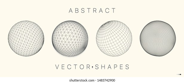 Geometric shape for design. Wireframe illustration. Molecular grid. 3d technology style. Vector illustration. Futuristic connection structure for chemistry and science.