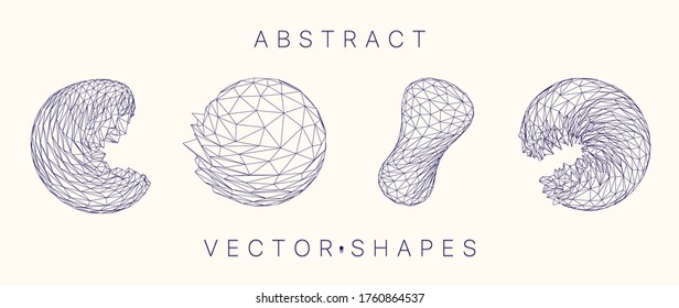 Geometrische Form für das Design. Wireframe-Illustration. Molekulares Gitter. 3D-Technologie-Stil. Vektorgrafik. Futuristische Verbindungsstruktur für Chemie und Wissenschaft.