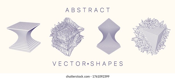 Forma geométrica para el diseño. Ilustración del marco de cables. Cuadrícula molecular. 3 d estilo tecnológico. Ilustración vectorial. Estructura de conexión futurista para la química y la ciencia.