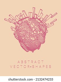 Geometric shape for design. Wireframe illustration. Molecular grid. 3d technology style. Vector illustration. Futuristic connection structure for chemistry and science.