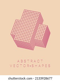 Forma geométrica para el diseño. Ilustración del marco de cables. Cuadrícula molecular. 3 d estilo tecnológico. Ilustración vectorial. Estructura de conexión futurista para la química y la ciencia.