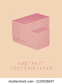 Geometric shape for design. Wireframe illustration. Molecular grid. 3d technology style. Vector illustration. Futuristic connection structure for chemistry and science.