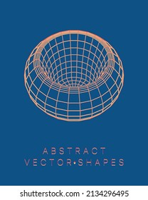 Geometric shape for design. Wireframe illustration. Molecular grid. 3d technology style. Vector illustration. Futuristic connection structure for chemistry and science.