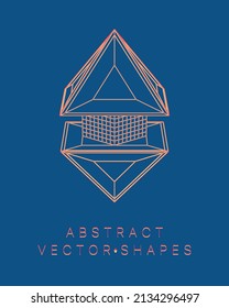 Geometric shape for design. Wireframe illustration. Molecular grid. 3d technology style. Vector illustration. Futuristic connection structure for chemistry and science.
