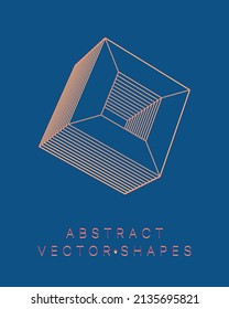 Forma geométrica para el diseño. Ilustración del marco de cables. Cuadrícula molecular. 3 d estilo tecnológico. Ilustración vectorial. Estructura de conexión futurista para la química y la ciencia.