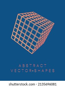 Geometric shape for design. Wireframe illustration. Molecular grid. 3d technology style. Vector illustration. Futuristic connection structure for chemistry and science.
