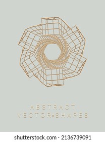 Geometric shape for design. Wireframe illustration. Molecular grid. 3d technology style. Vector illustration. Futuristic connection structure for chemistry and science.