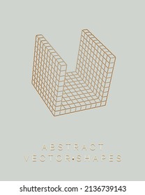 Geometric shape for design. Wireframe illustration. Molecular grid. 3d technology style. Vector illustration. Futuristic connection structure for chemistry and science.