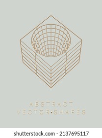 Forma geométrica para el diseño. Ilustración del marco de cables. Cuadrícula molecular. 3 d estilo tecnológico. Ilustración vectorial. Estructura de conexión futurista para la química y la ciencia.