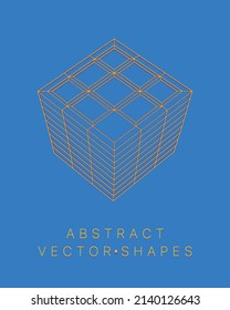 Forma geométrica para el diseño. Ilustración del marco de cables. Cuadrícula molecular. 3 d estilo tecnológico. Ilustración vectorial. Estructura de conexión futurista para la química y la ciencia