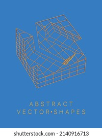 Geometric shape for design. Wireframe illustration. Molecular grid. 3d technology style. Vector illustration. Futuristic connection structure for chemistry and science.
