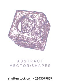 Forma geométrica para el diseño. Ilustración del marco de cables. Cuadrícula molecular. 3 d estilo tecnológico. Ilustración vectorial. Estructura de conexión futurista para la química y la ciencia.