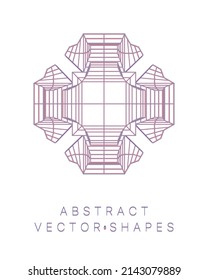 Forma geométrica para el diseño. Ilustración del marco de cables. Cuadrícula molecular. 3 d estilo tecnológico. Ilustración vectorial. Estructura de conexión futurista para la química y la ciencia.
