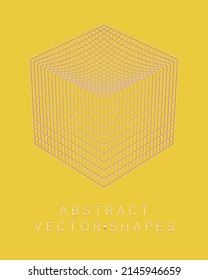 Geometric shape for design. Wireframe illustration. Molecular grid. 3d technology style. Vector illustration. Futuristic connection structure for chemistry and science