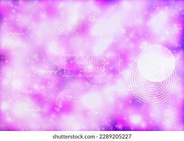 Geometric Shape. Digital Fluid. Hipster Presentation. Motion Dots. Purple Retro Texture. Tech Screen. Science Flyer. Space Iridescent Composition. Blue Geometric Shape