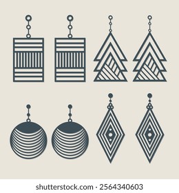 Geometric shape earring laser cut design