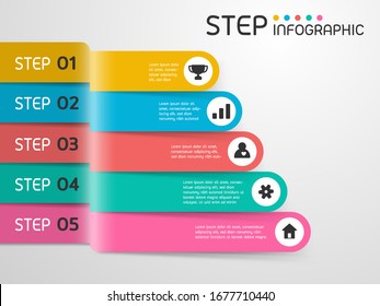 Geometric shape elements with steps,options,milestone,processes or workflow.Business data visualization.Creative step infographic template for presentation,vector illustration.