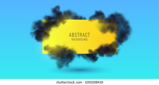 The geometric shape is enveloped in black smoke. Vector poster for placing text.